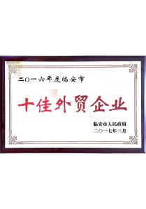 2016年度临安市十佳外贸企业